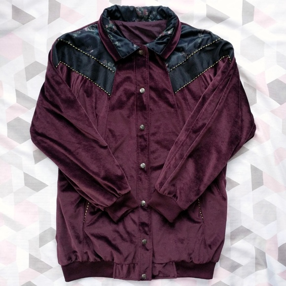 Boho Velvet Floral Reversible Parka Jacket Long Cardigan Coatigan Vintage M - Picture 2 of 8